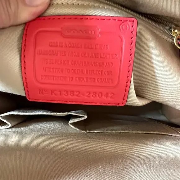 Coach Mini Bleeker Riley Carry All Leather Purse with Coral Accents Crossbody - Picture 8 of 13